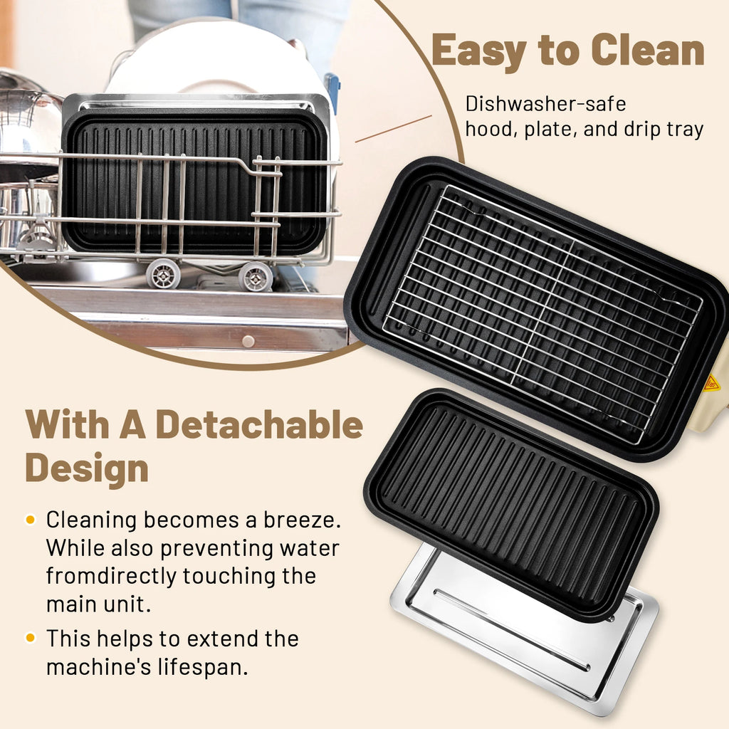 Smokeless Electric Grill with 4 Cheese Pans