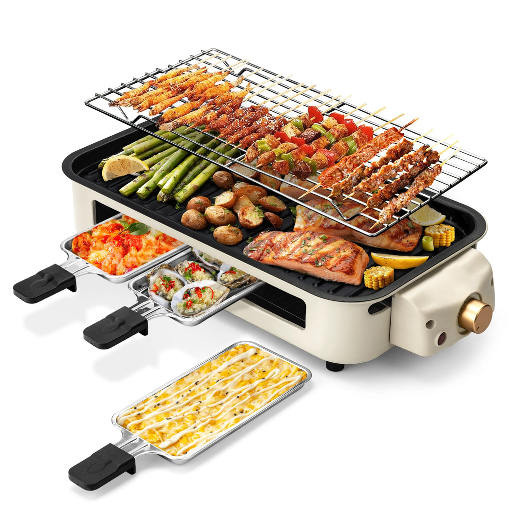 Smokeless Electric Grill with 4 Cheese Pans
