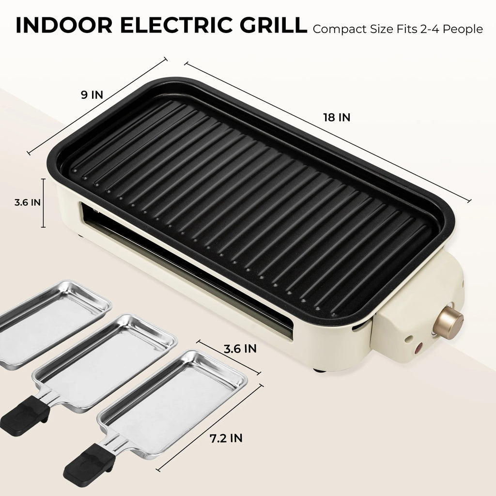Smokeless Electric Grill with 4 Cheese Pans