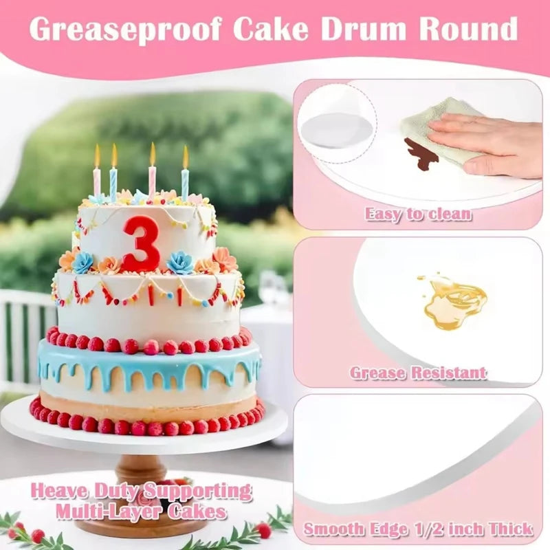 3Pcs White Cake Board Multi Layer