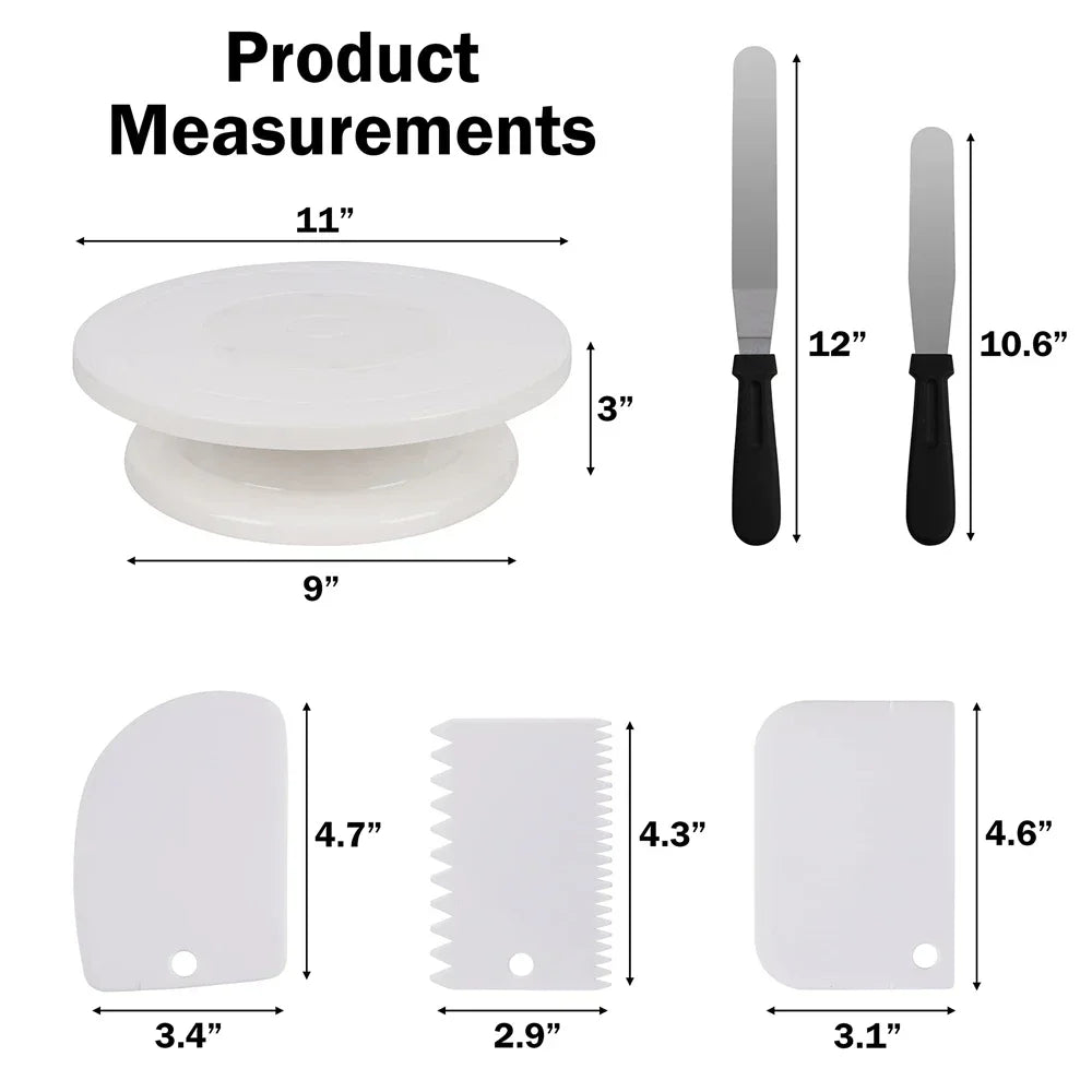 Cake Turntable with 2 Spatula and Scraper