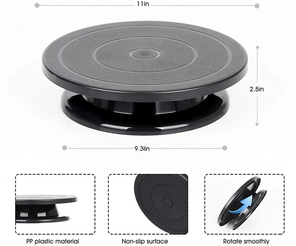 Cake Turntable with 2 Spatula and Scraper