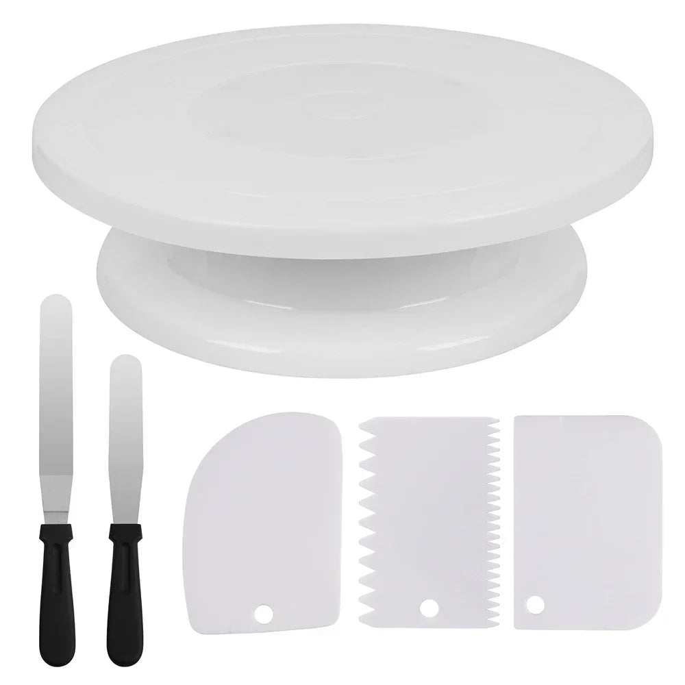 Cake Turntable with 2 Spatula and Scraper