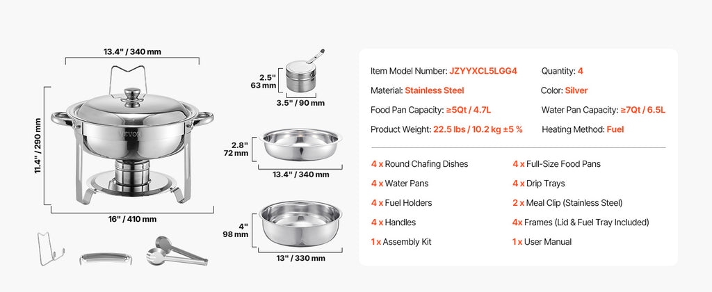 4 Pack Chafing Dish Buffet Set