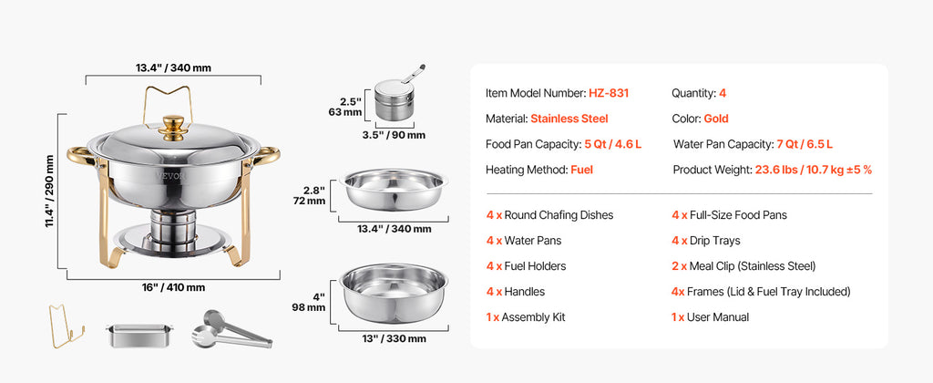4 Pack Chafing Dish Buffet Set