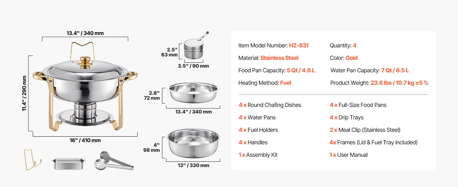 4 Pack Chafing Dish Buffet Set