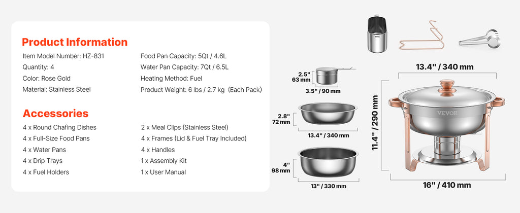4 Pack Chafing Dish Buffet Set
